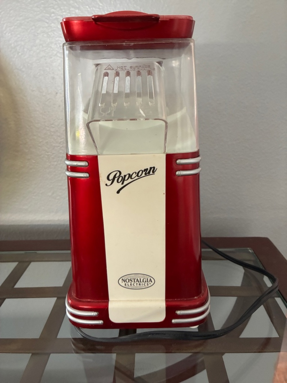 Nostalgia Red and Cream Countertop Popcorn Machine